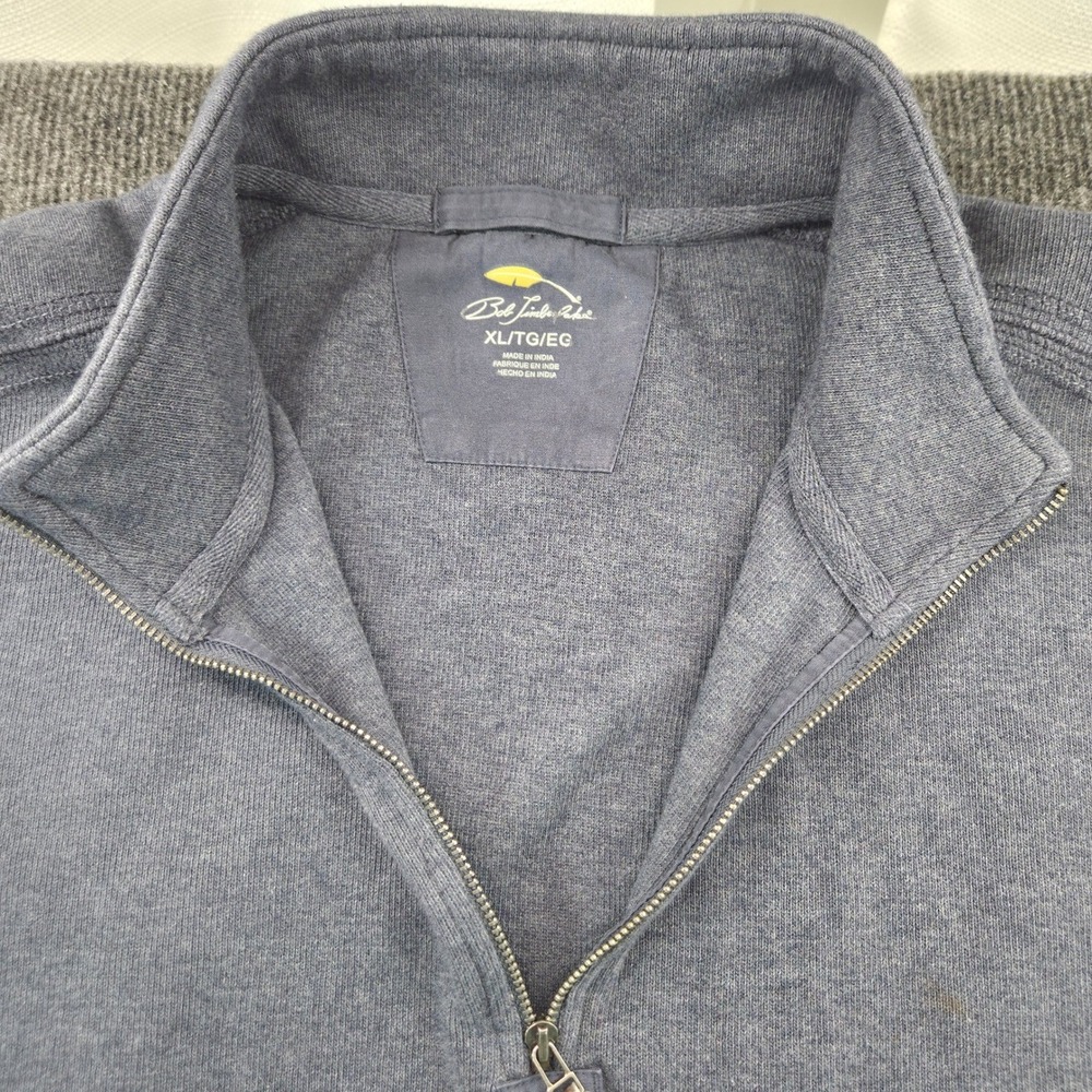 Bob Timberlake Quarter Zip Sweater Mens XL Blue Cotton Mock Neck Pullover Rugged